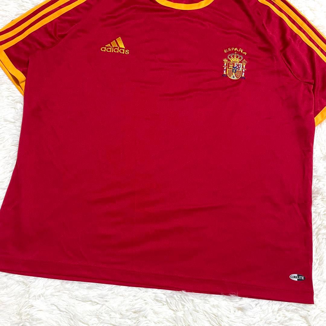 アディダス　スペイン代表　ゲームシャツ　刺繍ロゴ　スリーストライプ　ユーロ　XL
