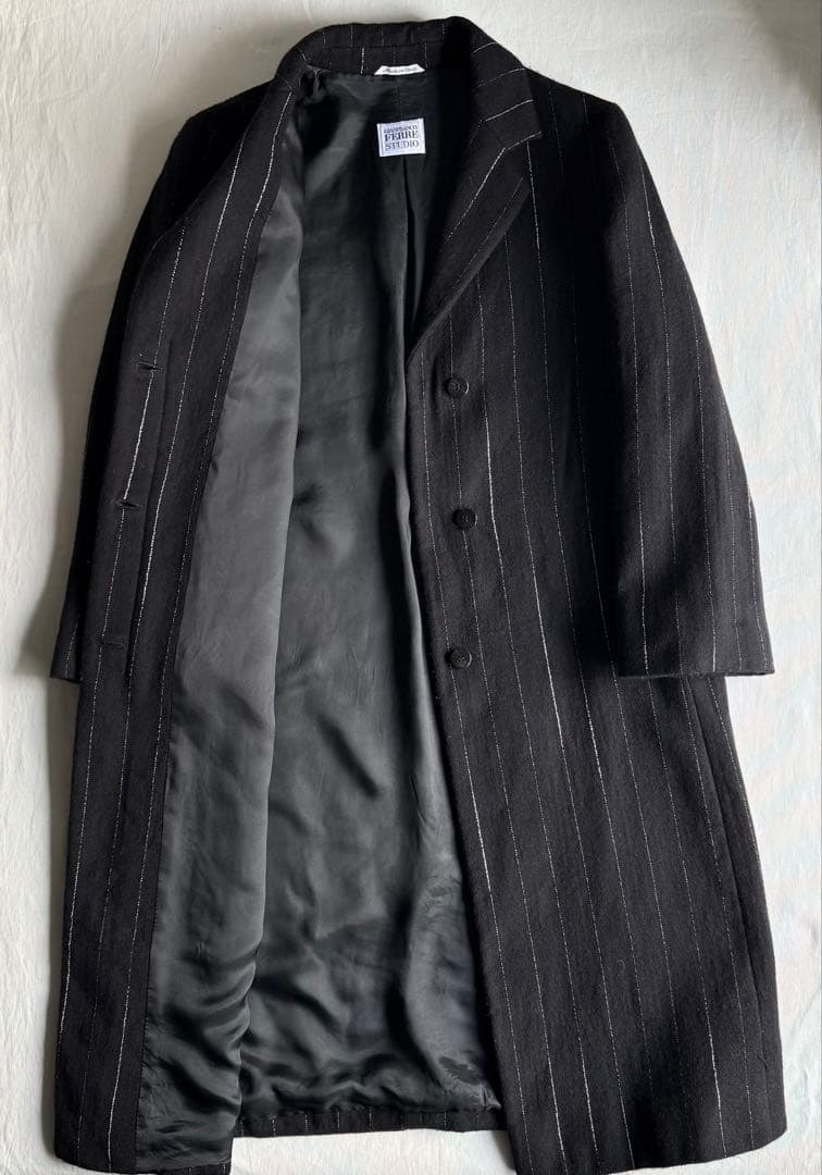イタリア製　ジャンフランコフェレ　ウールコート　チェスターコート　ピンストライプ