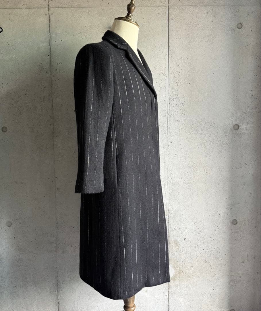 イタリア製　ジャンフランコフェレ　ウールコート　チェスターコート　ピンストライプ