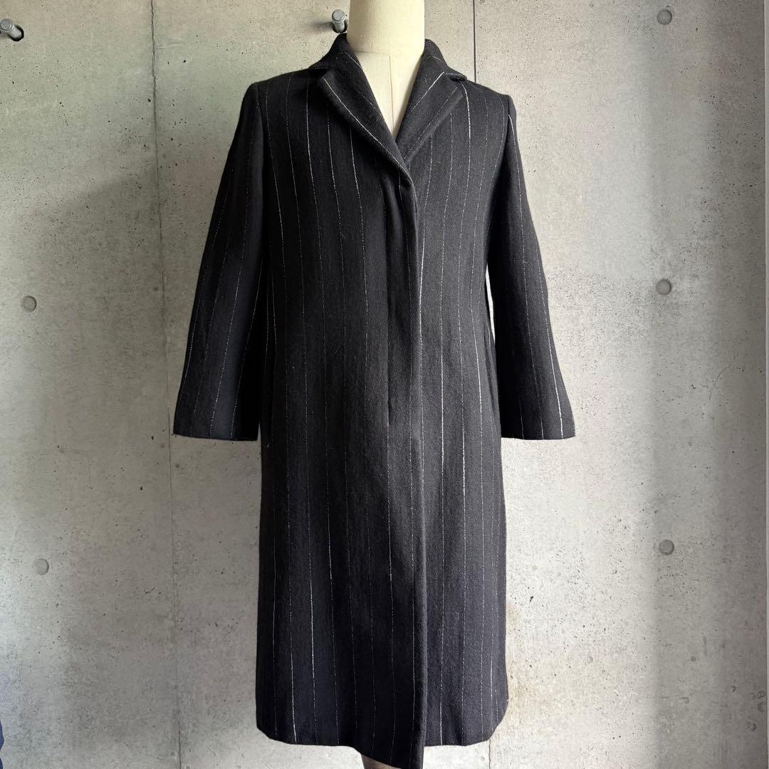 イタリア製　ジャンフランコフェレ　ウールコート　チェスターコート　ピンストライプ