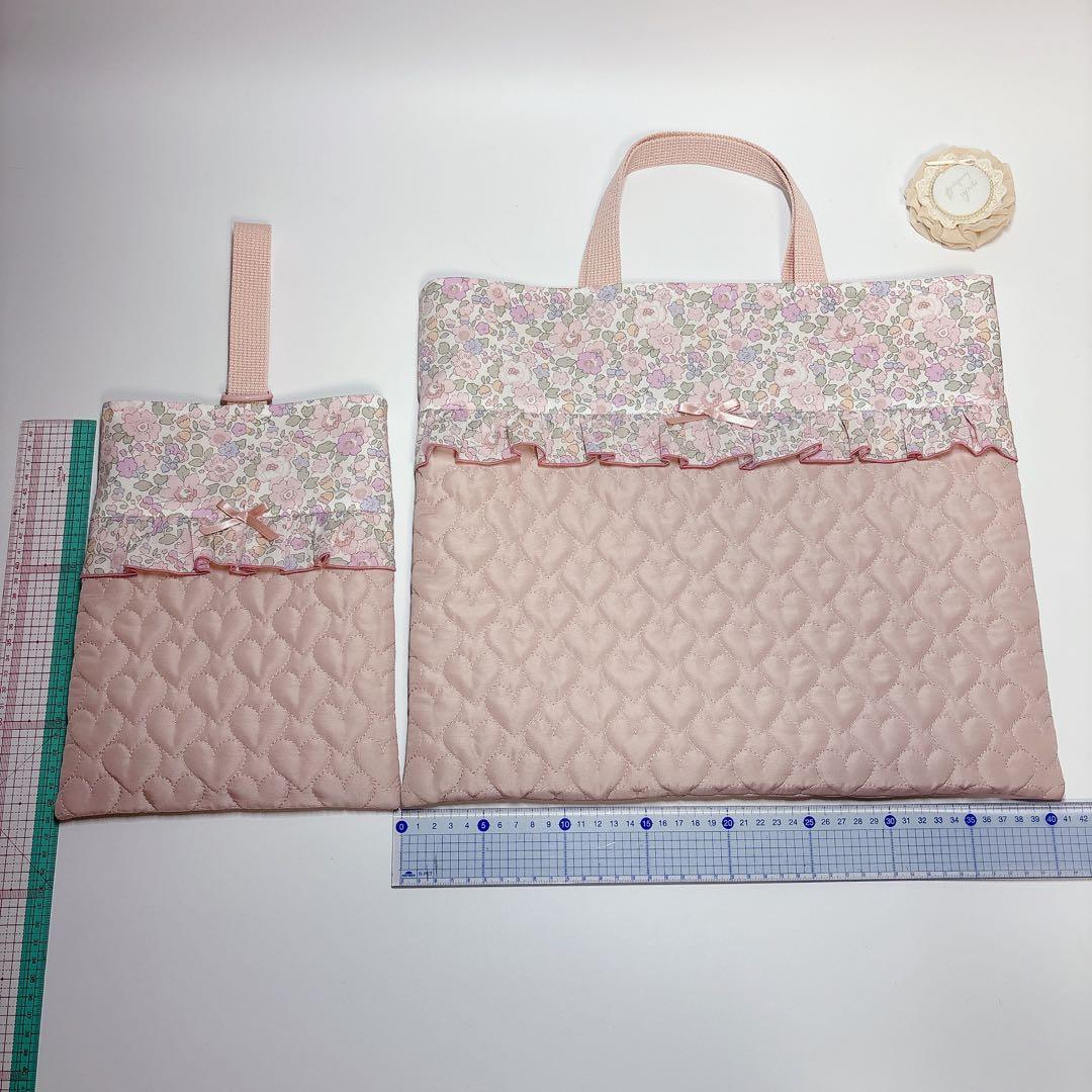 Kahon（プロフ必読！）様　レッスンバッグ　上履き袋　ハート　キルト　ヌビ