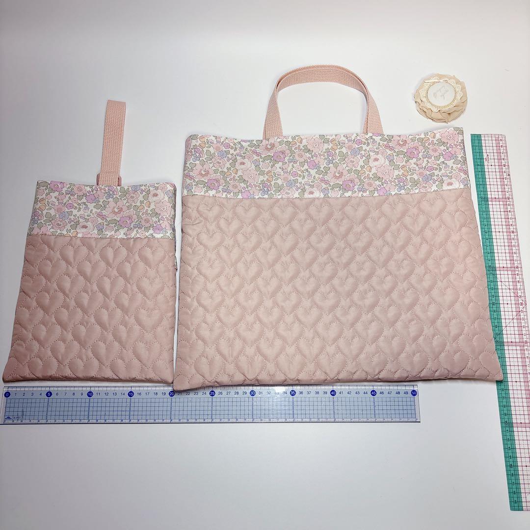 Kahon（プロフ必読！）様　レッスンバッグ　上履き袋　ハート　キルト　ヌビ