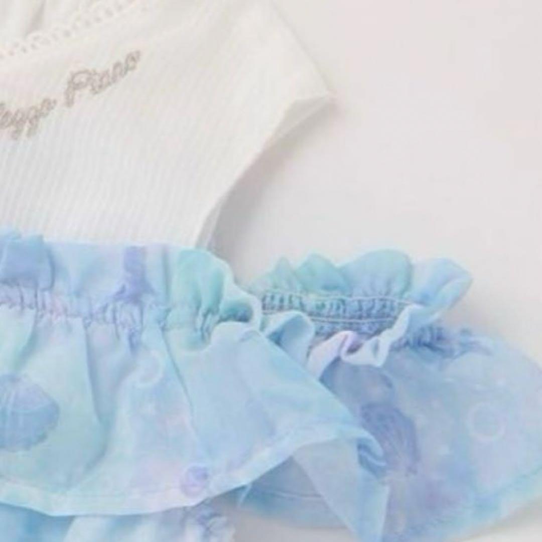 メゾピアノ シェル柄シフォン　肩開きワンピース　130