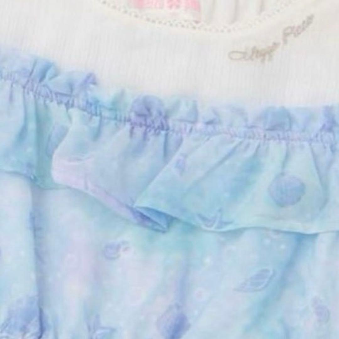 メゾピアノ シェル柄シフォン　肩開きワンピース　130