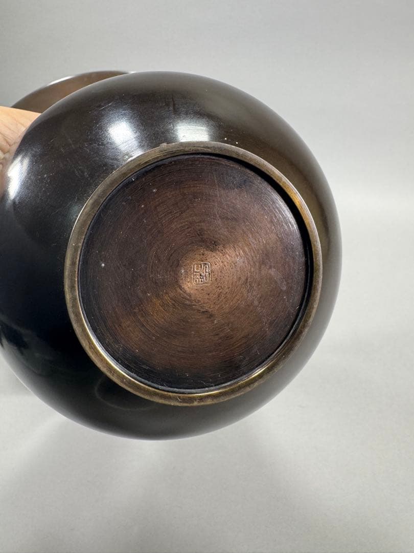 銅花器　いけばな　池坊　立花　古流　小原流　華道具　花瓶　在銘