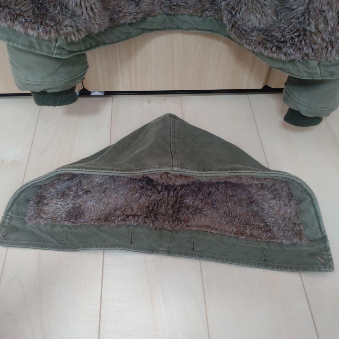 ぎんファー付きオリーブグリーンミリタリージャケット