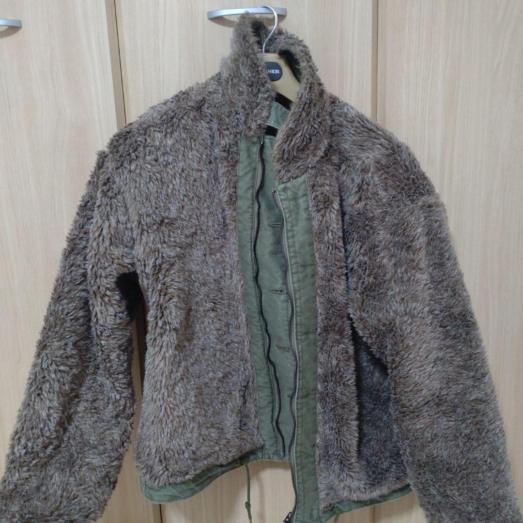 ぎんファー付きオリーブグリーンミリタリージャケット