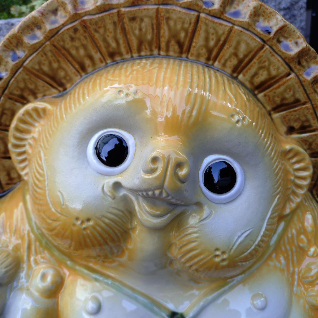 信楽焼　黄色い　13号福狸　タヌキ　たぬき　狸 高さ43㌢