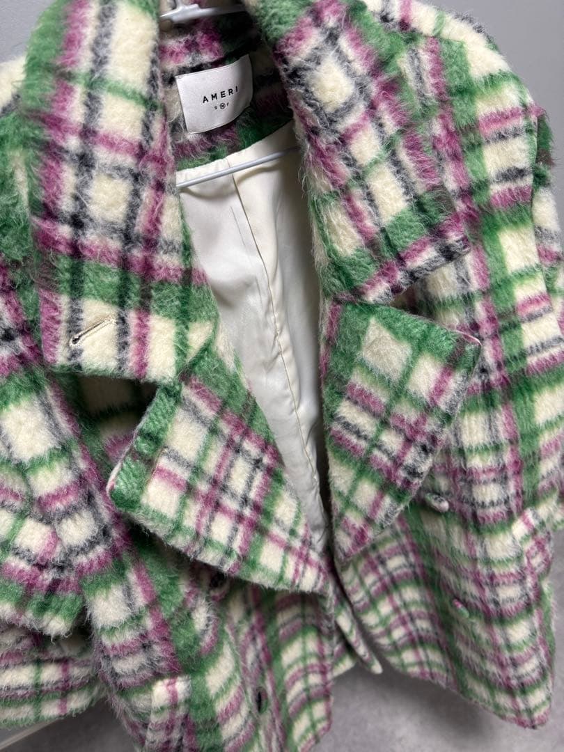ADORABLE SHAGGY CHECK COAT 佐藤栞里さん着用 M
