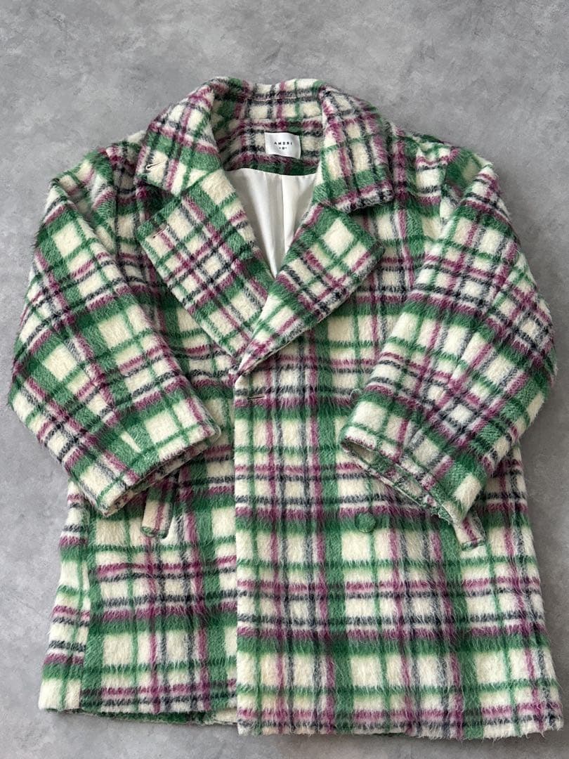 ADORABLE SHAGGY CHECK COAT 佐藤栞里さん着用 M