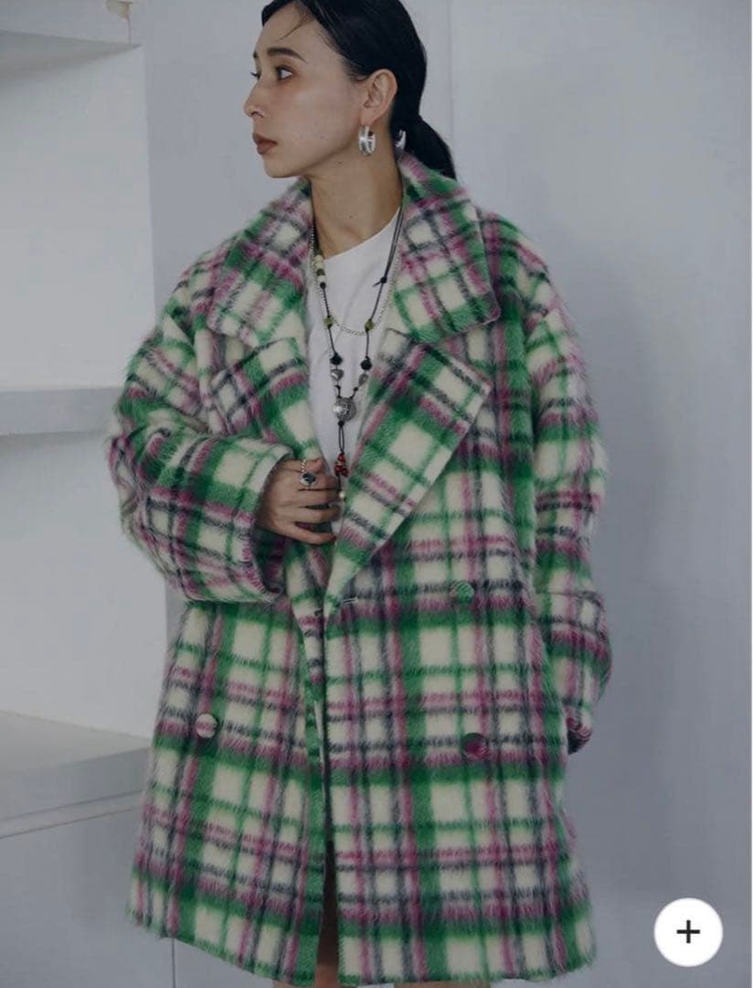 ADORABLE SHAGGY CHECK COAT 佐藤栞里さん着用 M