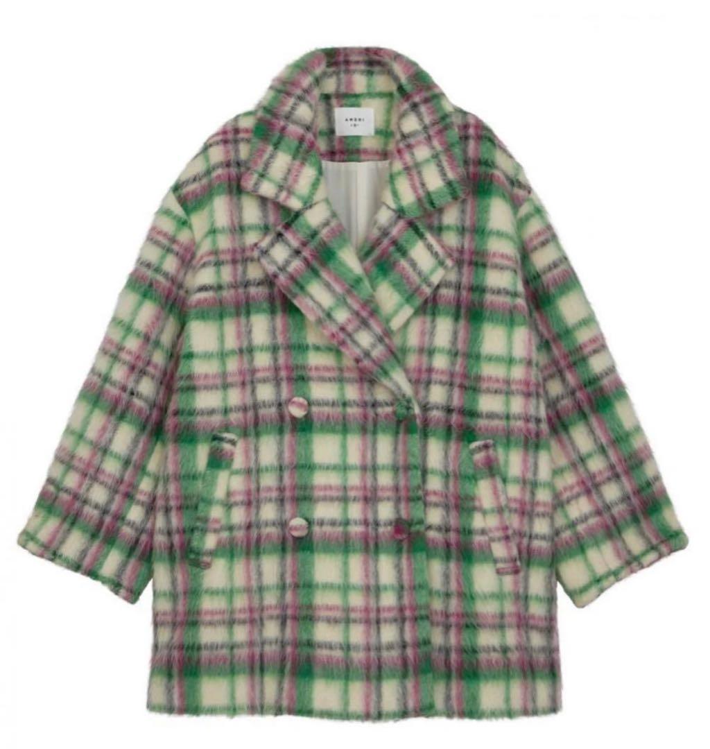 ADORABLE SHAGGY CHECK COAT 佐藤栞里さん着用 M