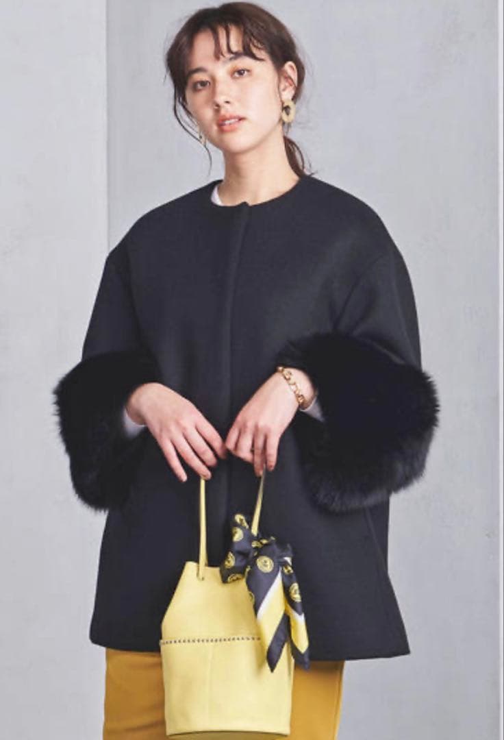 UNITED ARROWS UBCS ファースリーブノーカラーコート　36