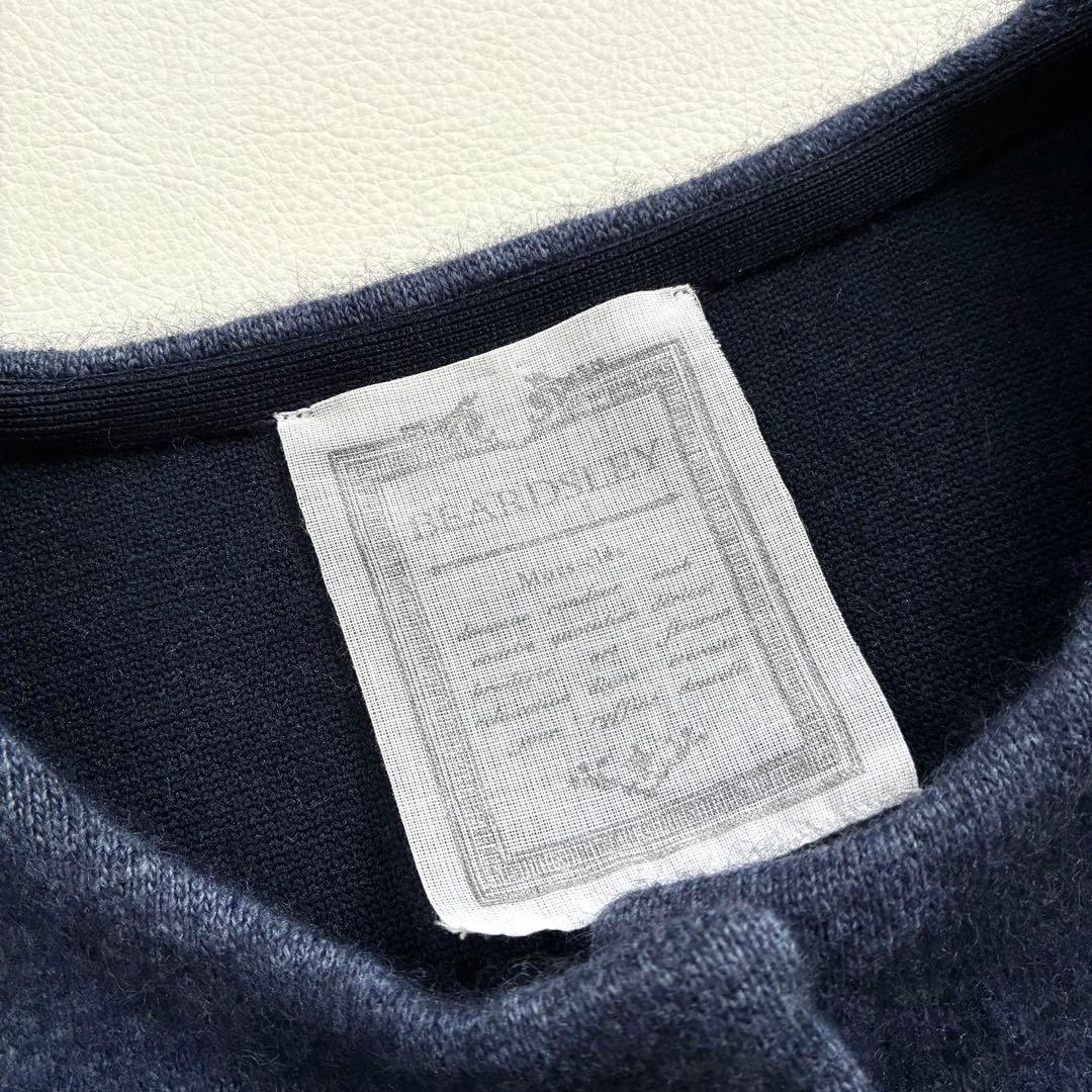 ◆未使用級◆ビアズリー◆洗えるノーカラーウールニットコート◆ネイビー◆ラクーン