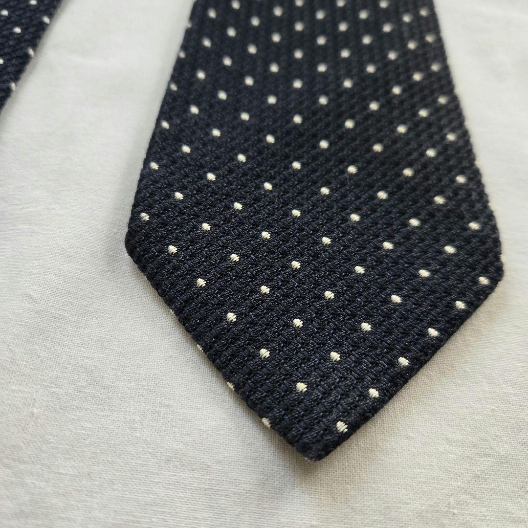 yanko様売約済　drakes ネイビーシルク ドット柄　ネクタイ