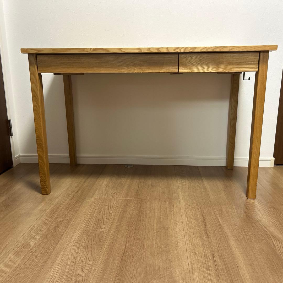 『N』無印良品　木製デスク オーク無垢材 引き出し付き