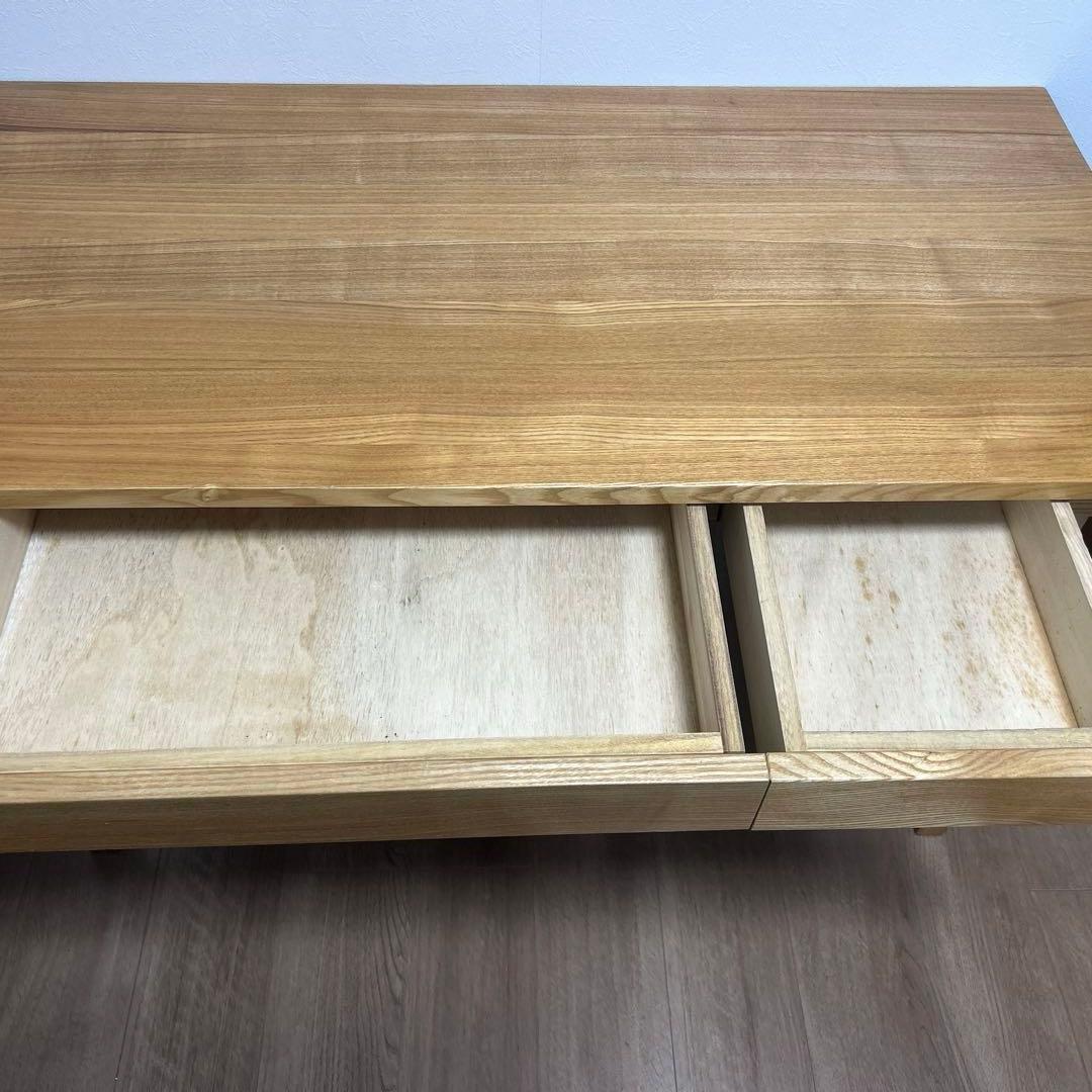 『N』無印良品　木製デスク オーク無垢材 引き出し付き