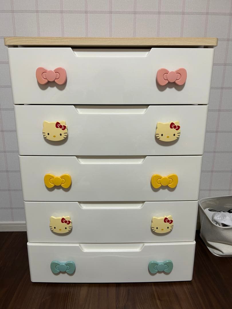 【美品】キティキッズチェスト 5段 アイリスオーヤマ