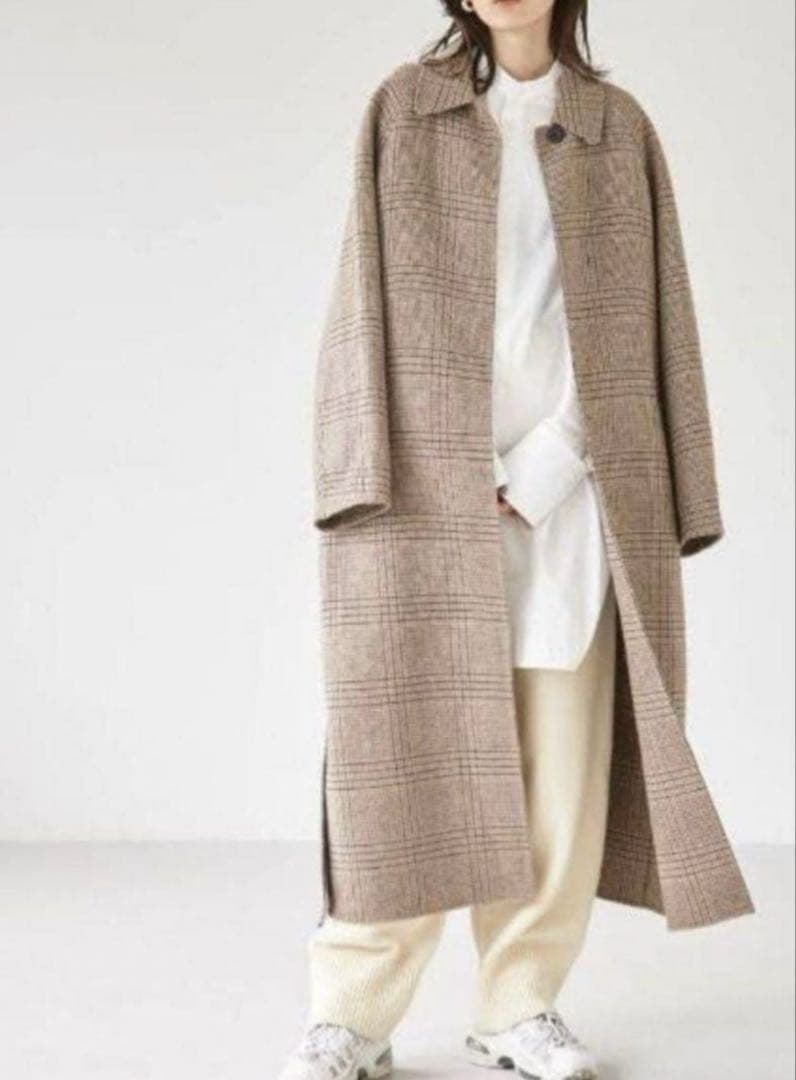 todayfulステンカラーチェックコート 38