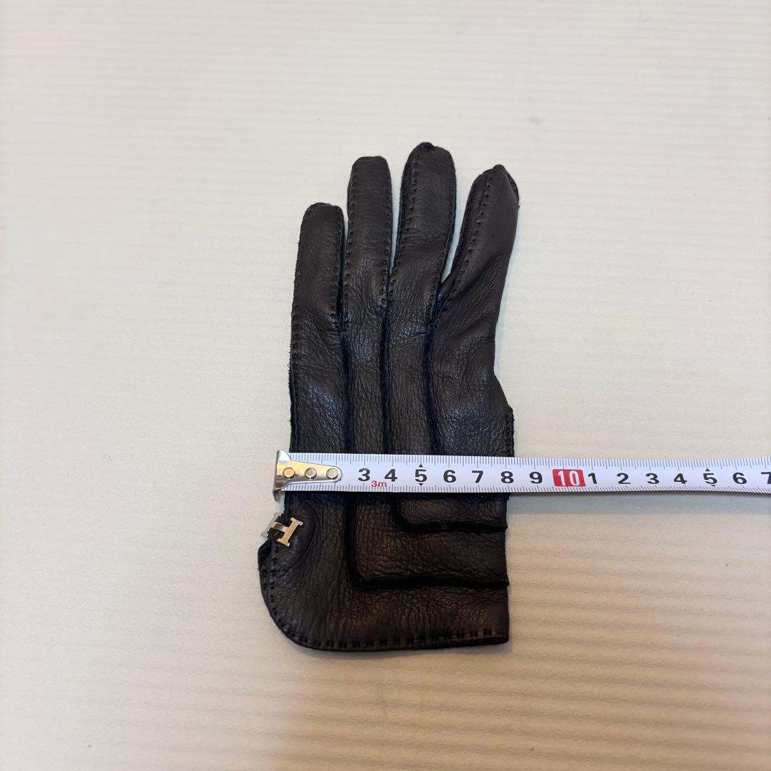 エルメス　ダークブラウン レザー手袋