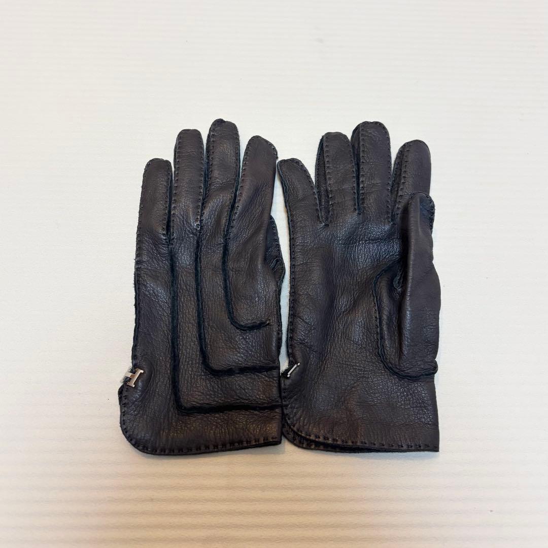 エルメス　ダークブラウン レザー手袋