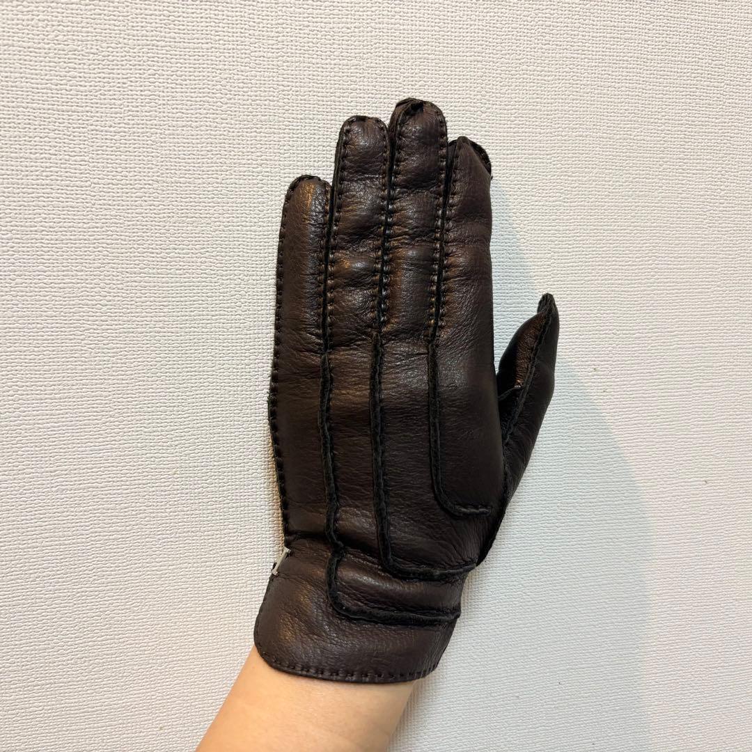 エルメス　ダークブラウン レザー手袋