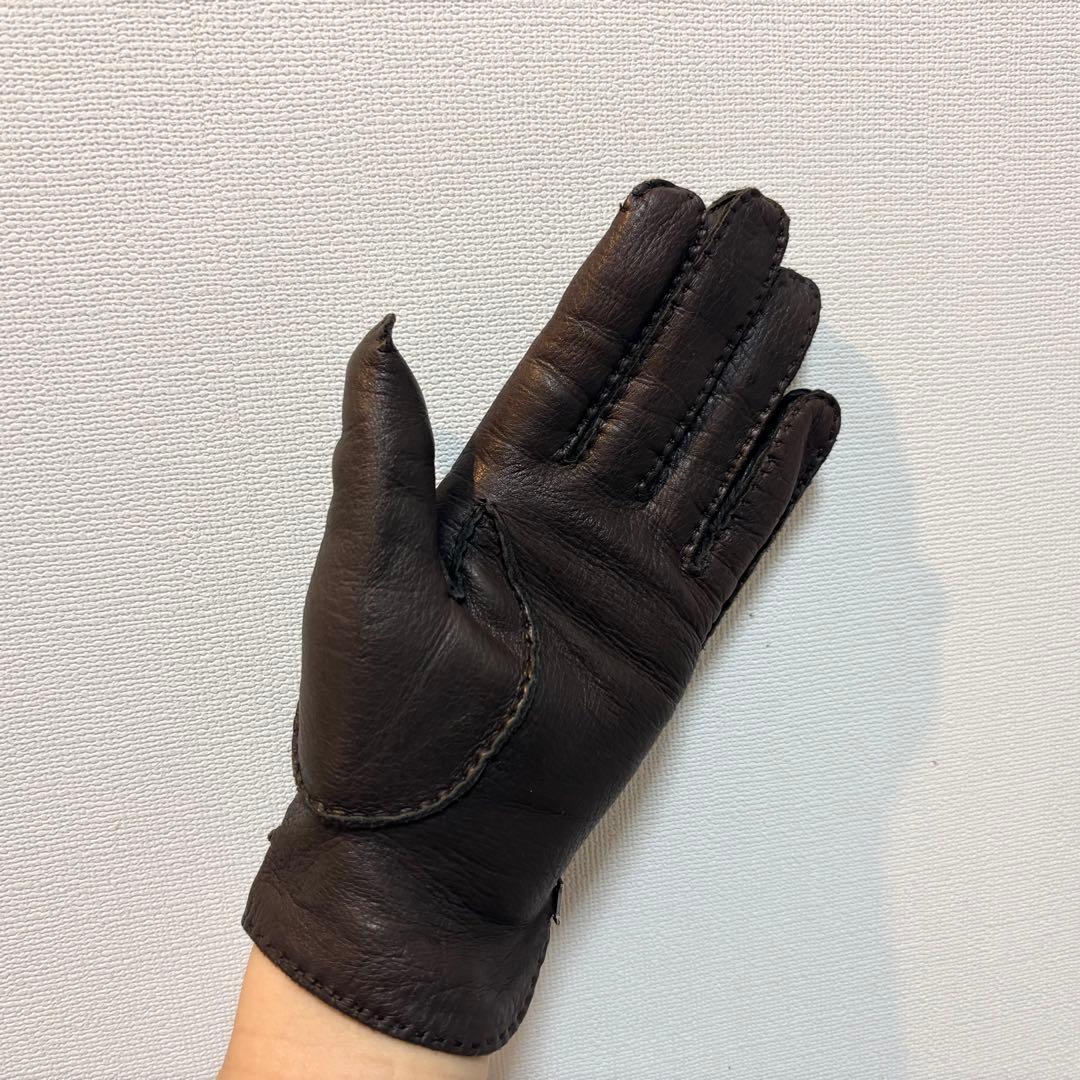 エルメス　ダークブラウン レザー手袋