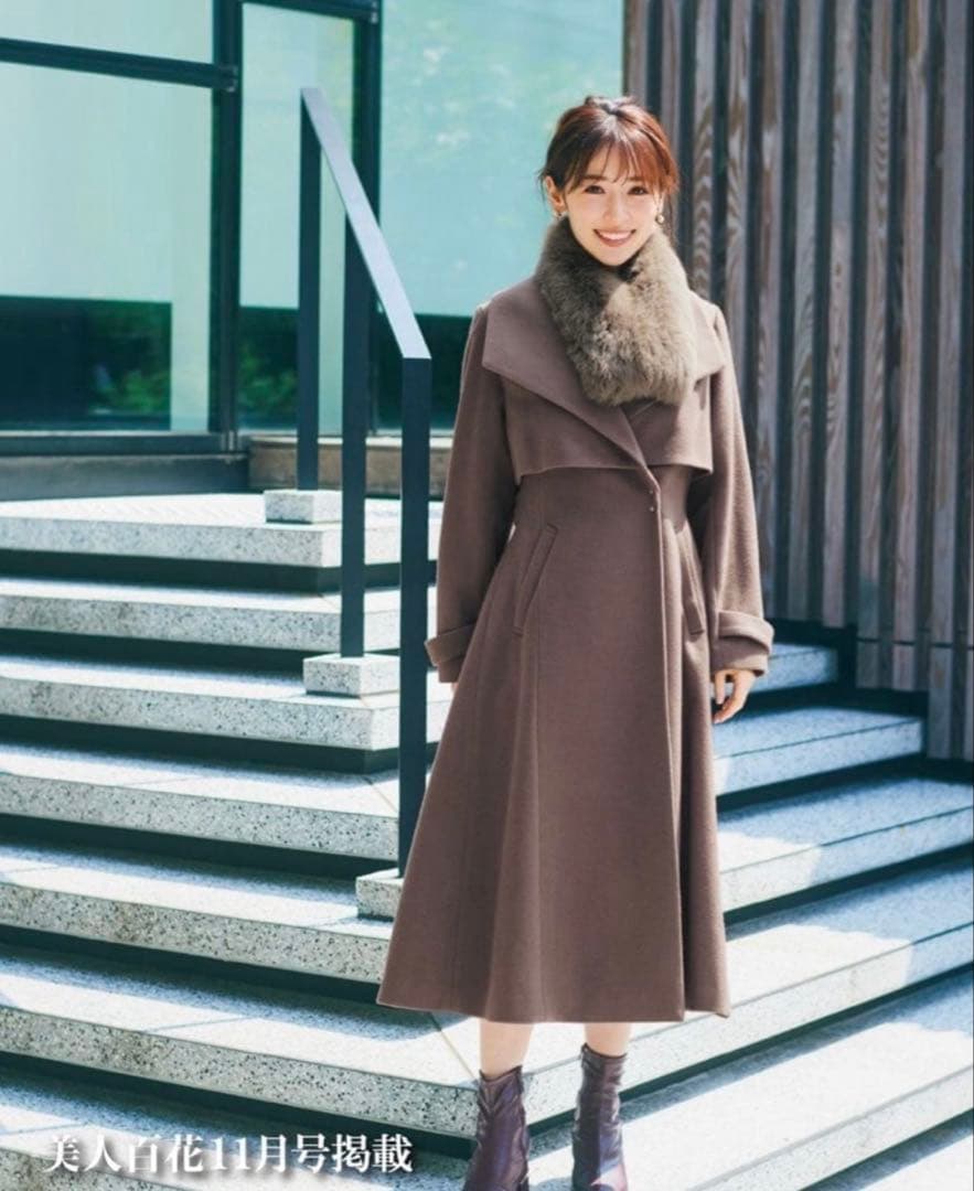 【値下げ】ノエラ　バックプリーツウールトレンチコート　ブラウン