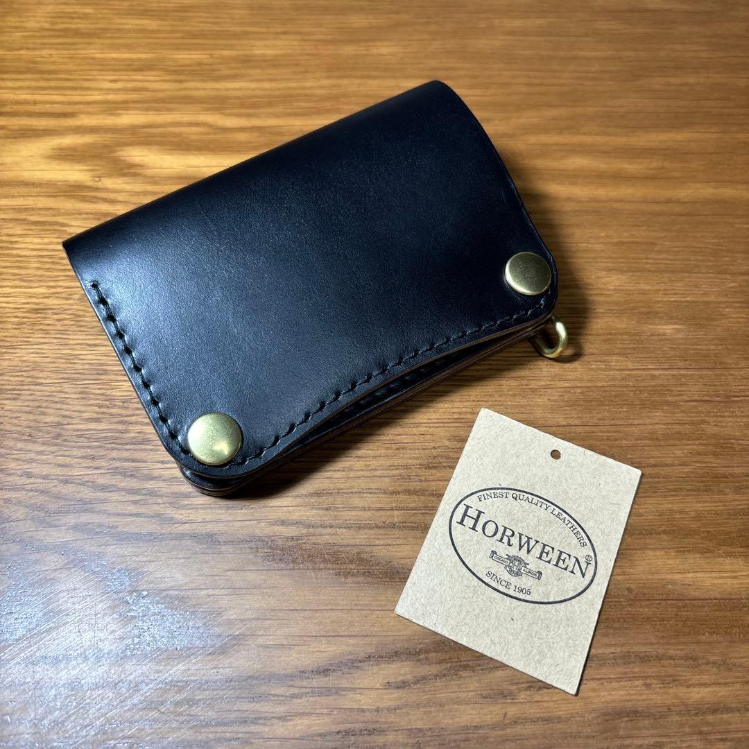 sa.395　二つ折りミドルウォレット 糸ブラック