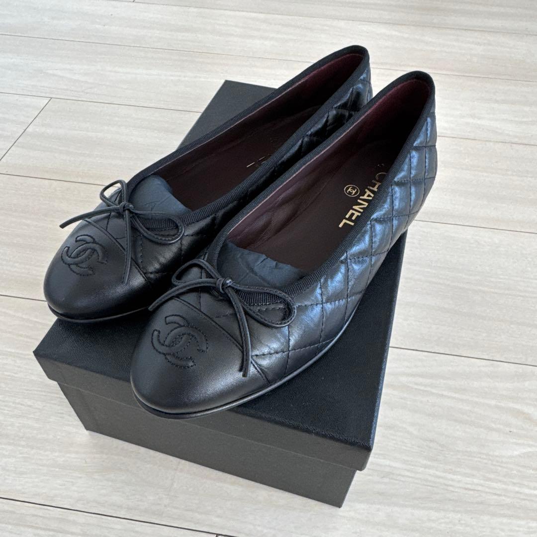【新品未使用】CHANEL シャネル　ブラック　バレエシューズ　37.5cm