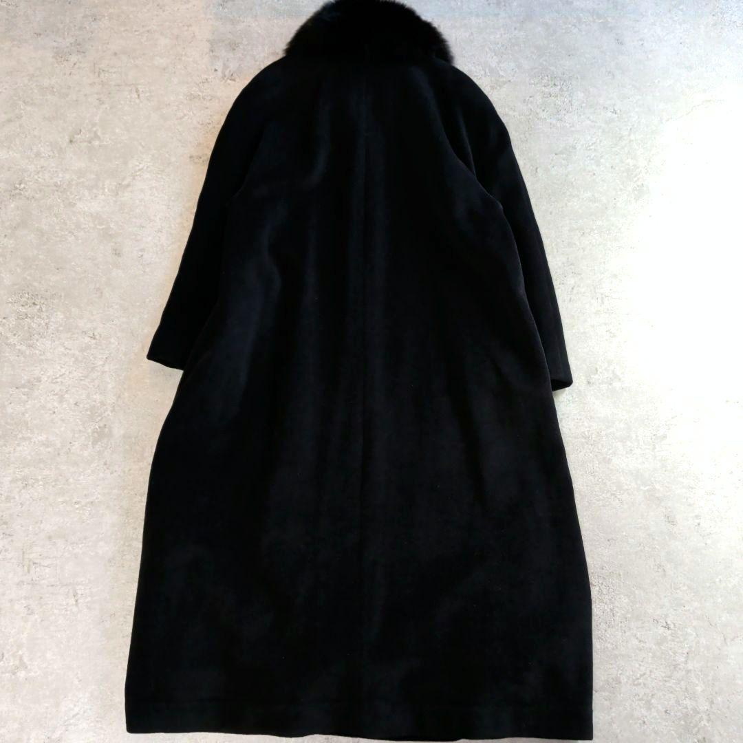 LILA SAGA FOXファー ウール　アンゴラ　ロングコート 黒 サイズ11
