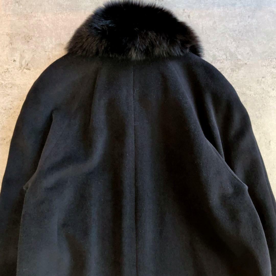 LILA SAGA FOXファー ウール　アンゴラ　ロングコート 黒 サイズ11