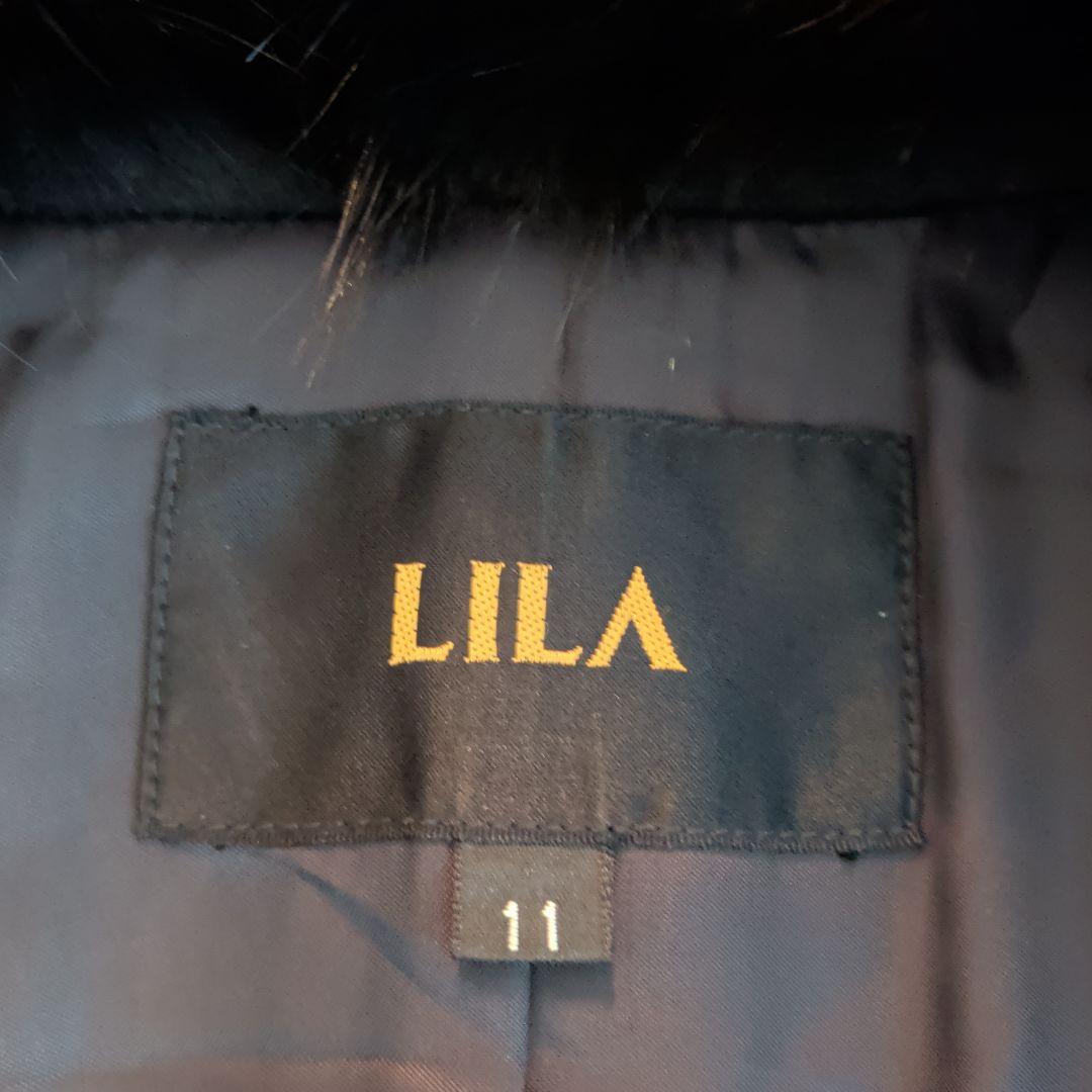 LILA SAGA FOXファー ウール　アンゴラ　ロングコート 黒 サイズ11