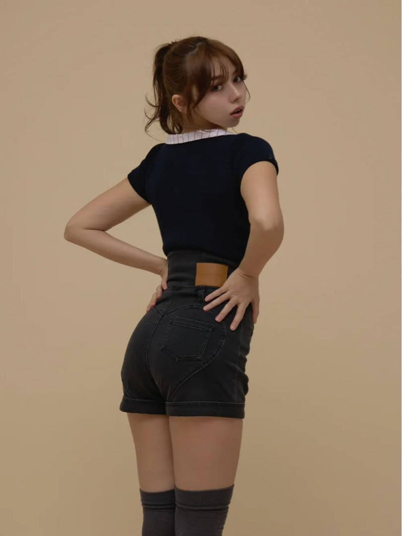 パンツ Doll heart hip pants / black