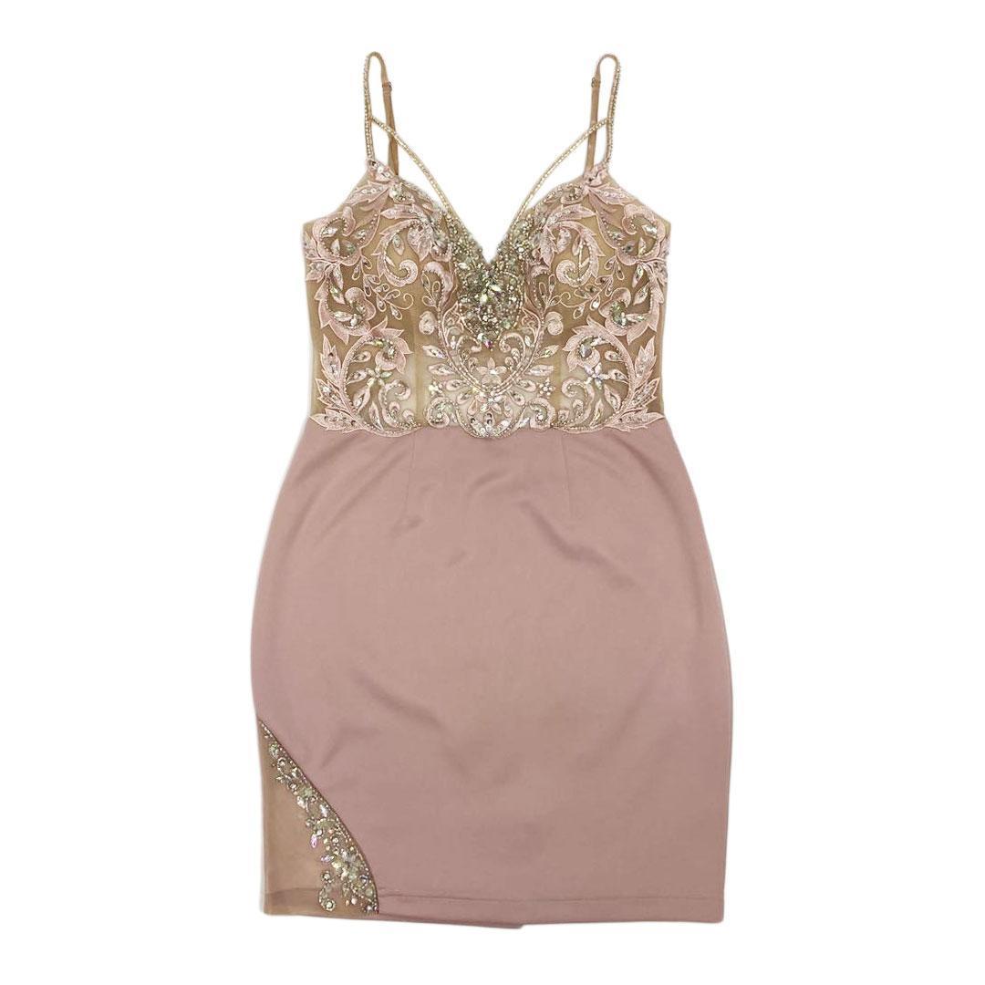 AngelR エンジェルアール アッパーレースバストシースルービジューミニドレス