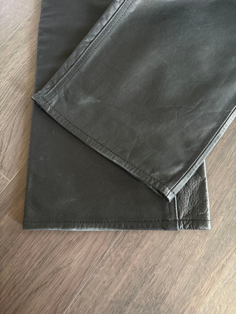 希少 OLD GAP ストレート レザーパンツ 本革 黒 ギャップ ビンテージ
