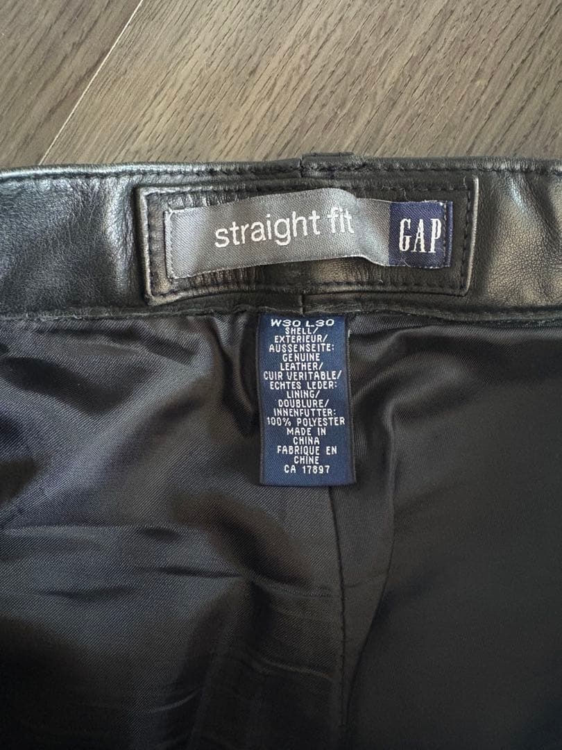 希少 OLD GAP ストレート レザーパンツ 本革 黒 ギャップ ビンテージ