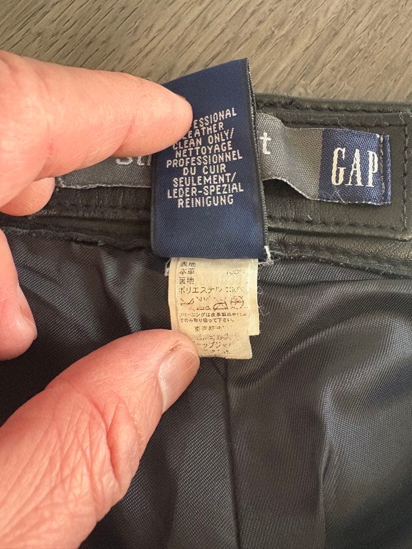 希少 OLD GAP ストレート レザーパンツ 本革 黒 ギャップ ビンテージ