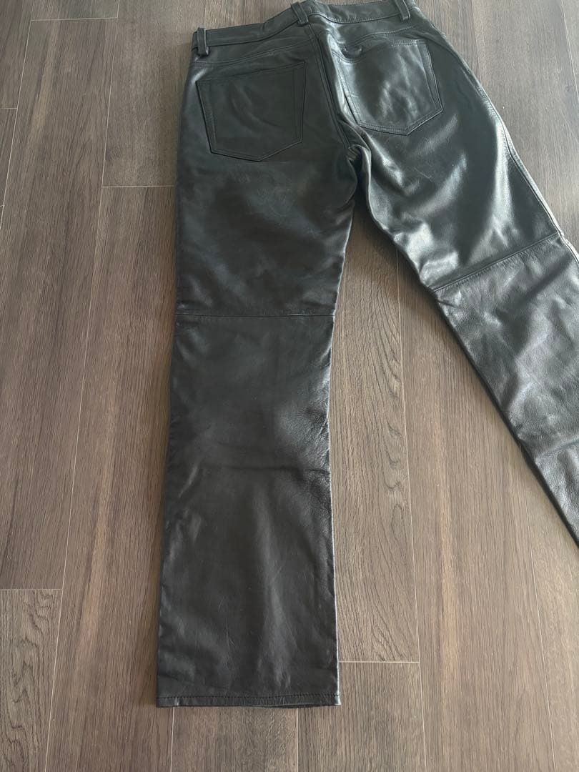 希少 OLD GAP ストレート レザーパンツ 本革 黒 ギャップ ビンテージ