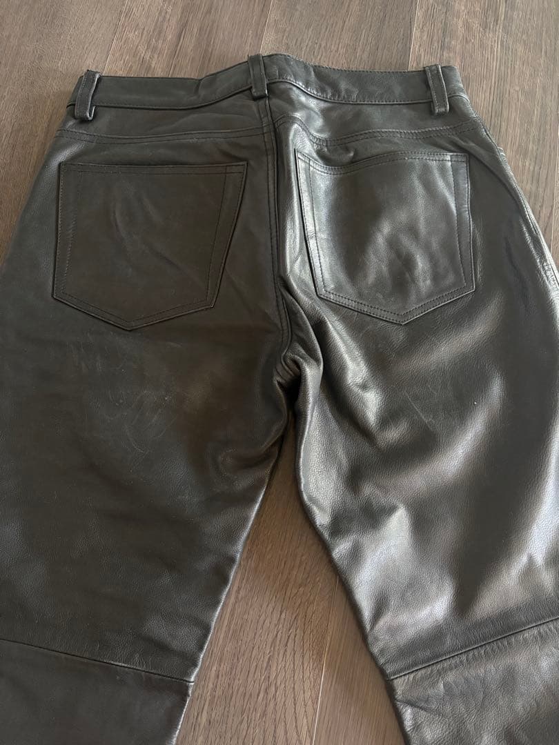 希少 OLD GAP ストレート レザーパンツ 本革 黒 ギャップ ビンテージ