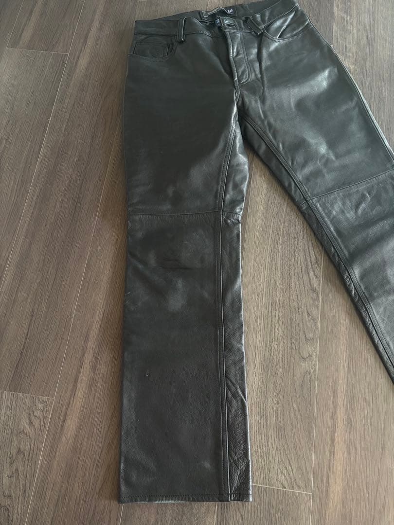 希少 OLD GAP ストレート レザーパンツ 本革 黒 ギャップ ビンテージ