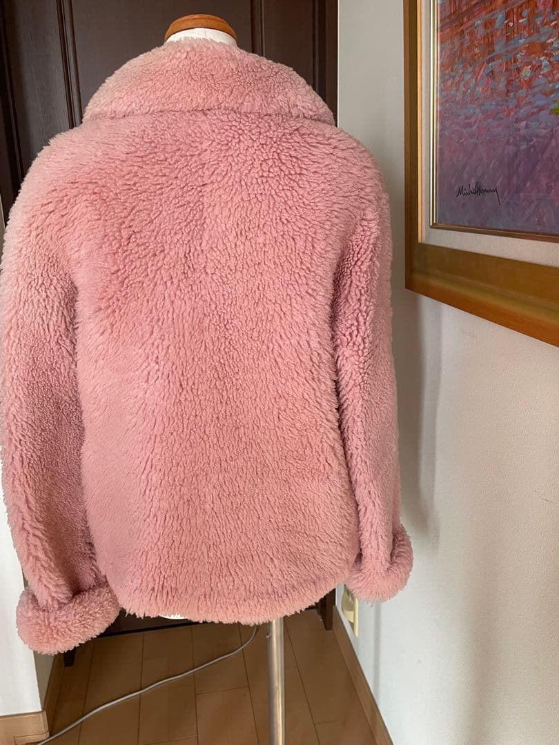 訳あり新品　セドリックシャルリエ　ピンク ボア　コート リアルファー　40