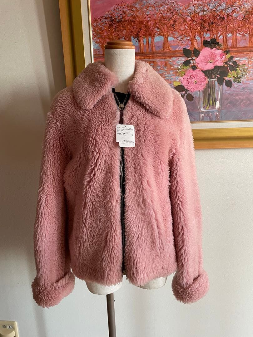 訳あり新品　セドリックシャルリエ　ピンク ボア　コート リアルファー　40
