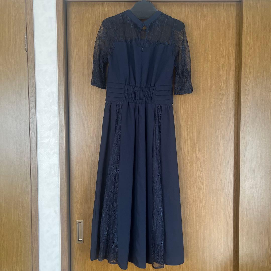 【niana】ビスチェ風ハイネックレース結婚式ワンピース