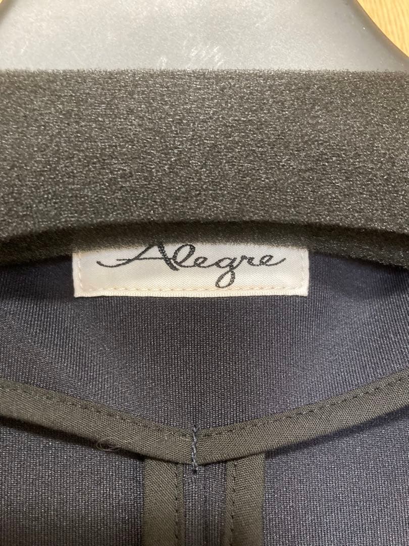【美品】ALEGREアレグレ ストレッチポンチノーカラーコート ネイビー