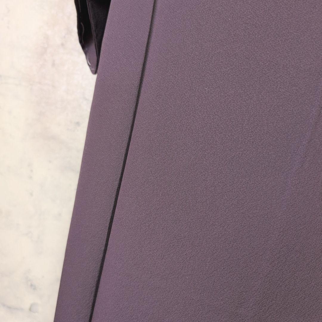 色無地　着物　フルセット　正絹　暗紫　落款　しつけ糸　祝い事　シンプル　粋　F4