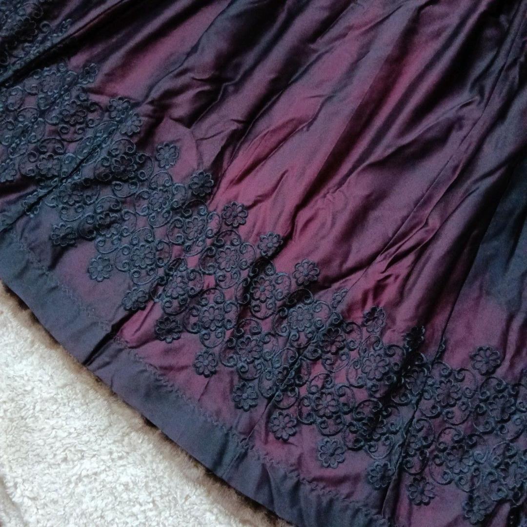 【着丈108】日本EMBA　エンバ　ブルーアイリスミンク毛皮コート　刺繍入り