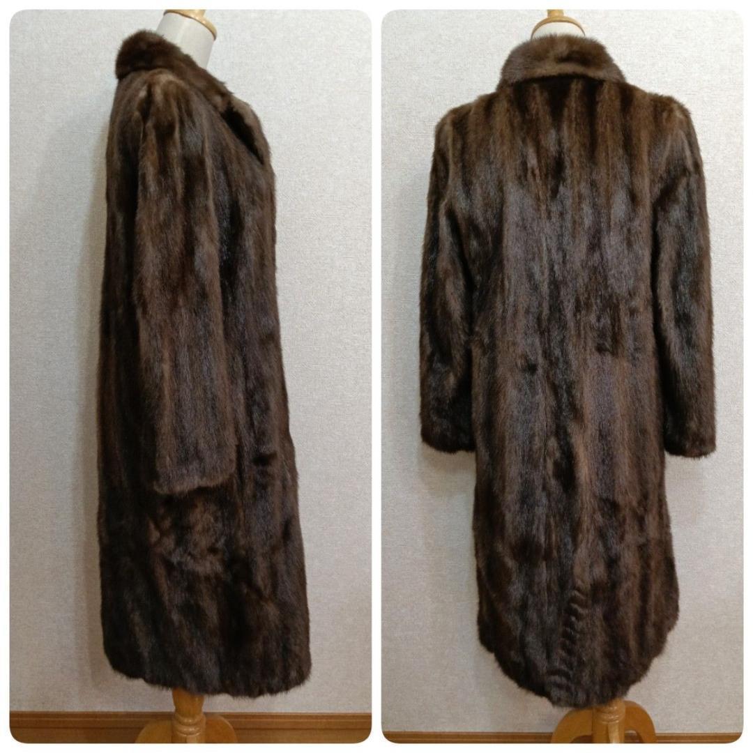 【着丈108】日本EMBA　エンバ　ブルーアイリスミンク毛皮コート　刺繍入り