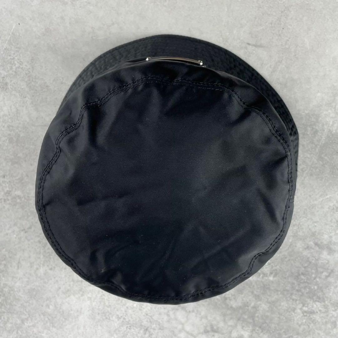 【極美品】PRADA 三角 トライアングル ロゴ バケットハット ブラック L