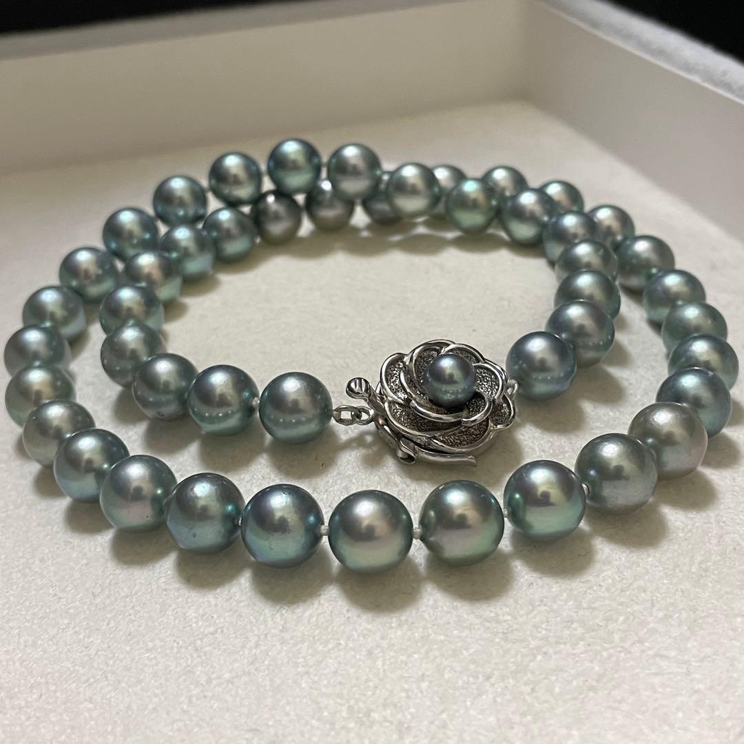 【超大珠✨テリ良】あこや真珠 ネックレス 8.5-9.0 パール グレー アコヤ